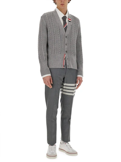 Shop Thom Browne Wool Cardigan In Grey