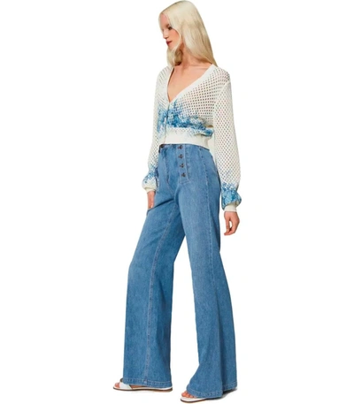 Shop Twinset Light Blue Flared Jeans With Buttons