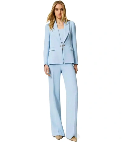 Shop Twinset Light Blue Flare Trousers