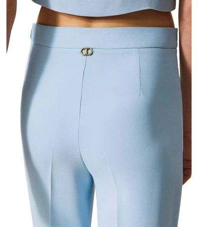 Shop Twinset Light Blue Flare Trousers