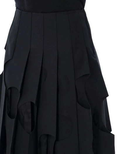 Shop Comme Des Garçons Hole Pleated Midi Skirt In Black
