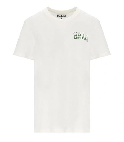 Shop Ganni Relaxed Loveclub Off-white T-shirt