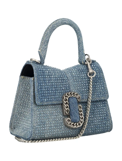 Shop Marc Jacobs The Mini Top Handle Denim Crystal In Light Blue Crystal