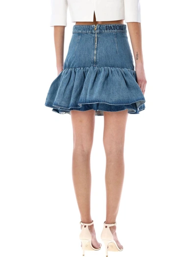 Shop Patou Ruffle Mini Skirt In Blue