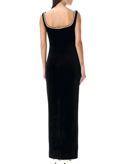 Shop Self-portrait Black Velvet Long Dress