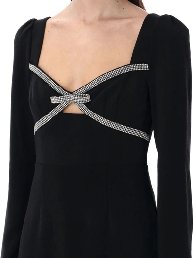 Shop Self-portrait Diamante Bow Midi Dress In Black