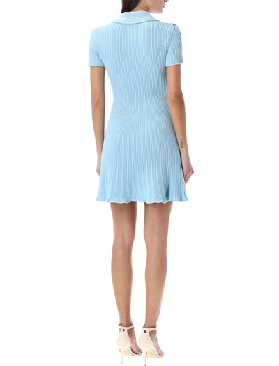 Shop Self-portrait Sequin Knit Mini Dress In Blue Light