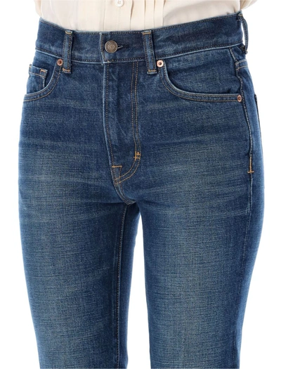 Shop Tom Ford Stone Washed Denim Flared Jeans In Mid Blue