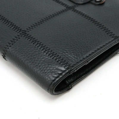 Pre-owned Chanel Chocolate Bar Black Leather Wallet  ()