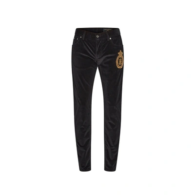 Shop Dolce & Gabbana Velvet Ribbed Pants In Black