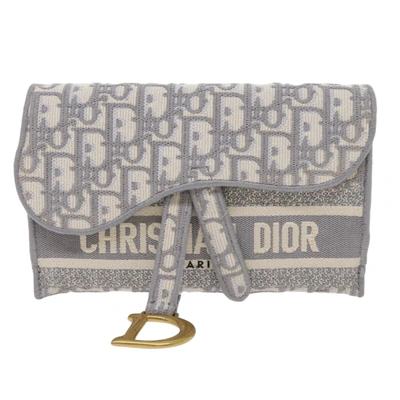 Shop Dior Saddle  Oblique Grey Canvas Shoulder Bag ()
