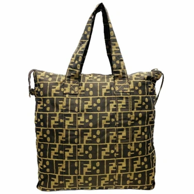 Shop Fendi Zucca Brown Synthetic Tote Bag ()