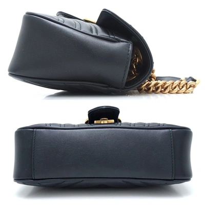 Shop Gucci Marmont Black Leather Shopper Bag ()