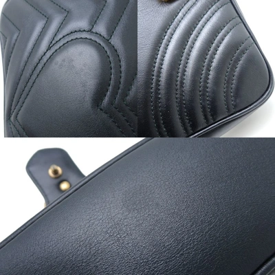 Shop Gucci Marmont Black Leather Shopper Bag ()