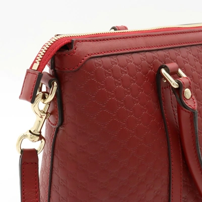Shop Gucci Micro Ssima Red Leather Tote Bag ()