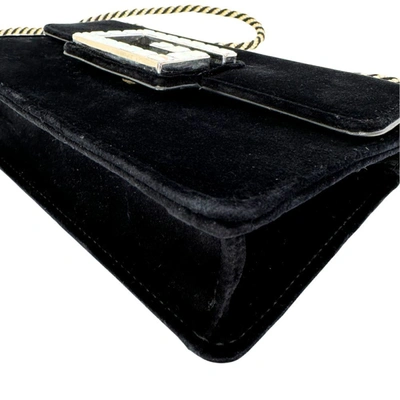 Shop Gucci Square G Black Velvet Shoulder Bag ()