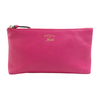 Shop Gucci Swing Pink Leather Clutch Bag ()