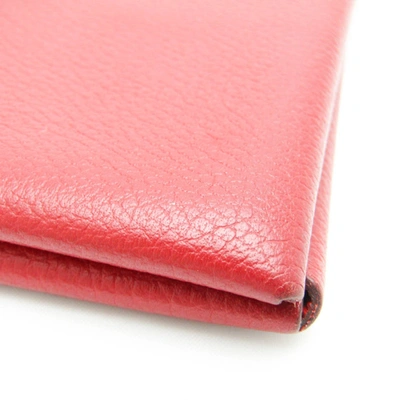 Shop Hermes Hermès Calvi Red Leather Wallet  ()