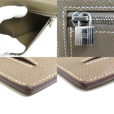 Shop Hermes Hermès Grey Leather Wallet  ()