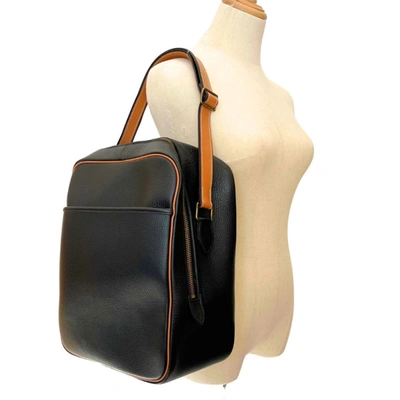 Shop Hermes Hermès Victoria Black Leather Shoulder Bag ()