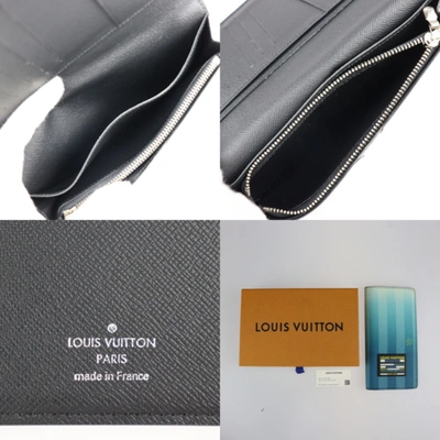 Pre-owned Louis Vuitton Portefeuille Brazza Blue Canvas Wallet  ()