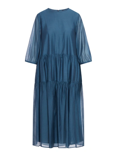 Shop 's Max Mara Cotton And Silk Voile Dress In Blue