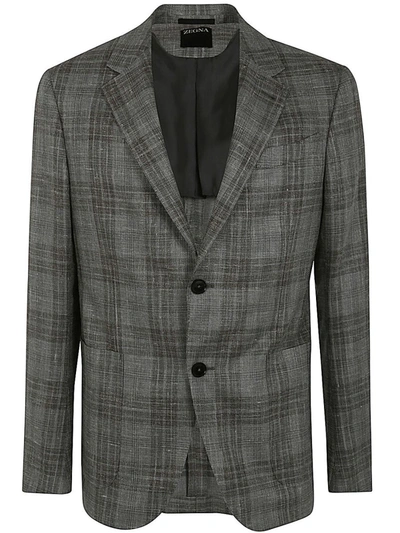 Zegna Wool And Silk Blend Jacket In Grey