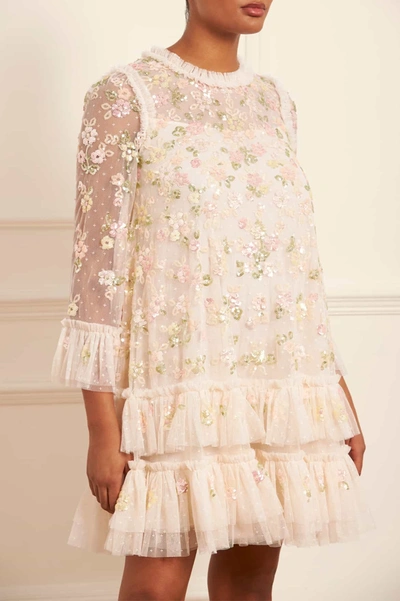 Shop Needle & Thread Sequin Bloom Gloss Mini Dress In Champagne