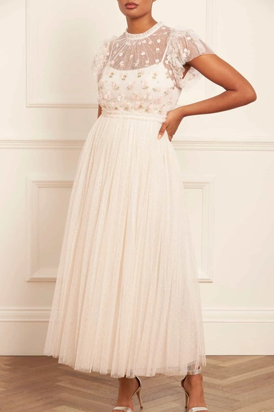 Needle & Thread Rococo Floral-embroidered Gown In Champagne