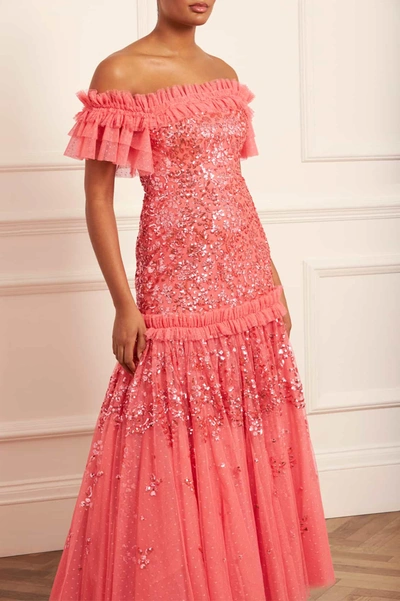 Shop Needle & Thread Regal Rose Off-shoulder Gown In Pink