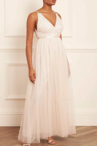 Shop Needle & Thread Posy Bodice Cami Gown In Champagne