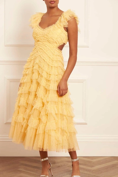 Shop Needle & Thread Lola Backless Ballerina Dress In Yellow