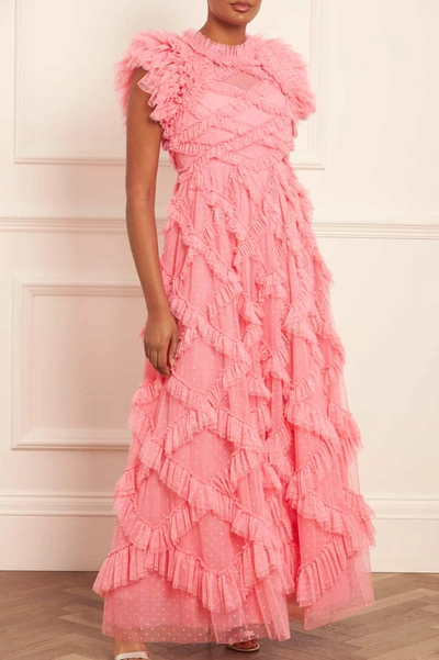 Shop Needle & Thread Genevieve Ruffle Gown In Coral