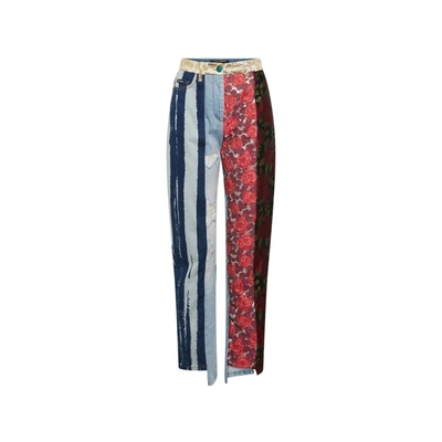 Shop Dolce & Gabbana Embroidered Denim Pants In Blue