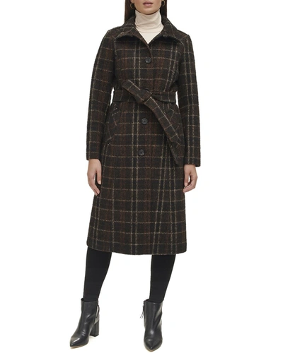 Shop Kenneth Cole Stand Collar Military Coat In Brown
