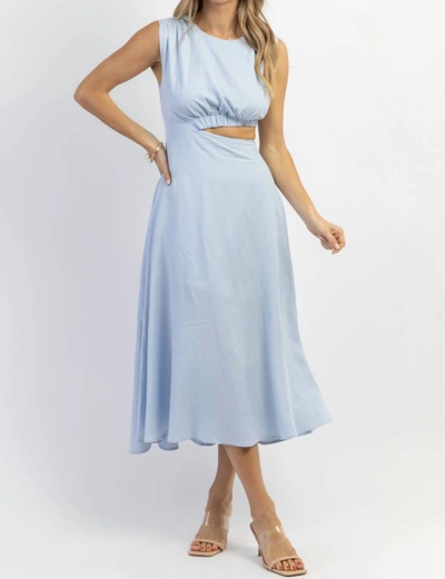 In The Beginning Cutout Linen Midi Dress In Sky Blue In Blue