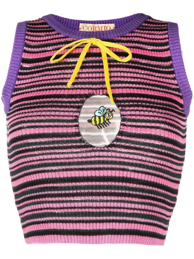 Shop Cormio Gloria Striped Knitted Top In Multicolor