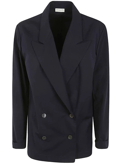 Dries Van Noten Double Breasted Long Sleeve Shirt In Blue