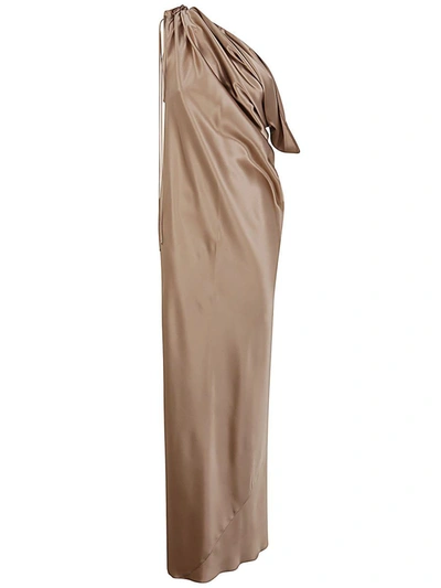 Shop Max Mara Opera One Shoulder Dress Clothing In Brown