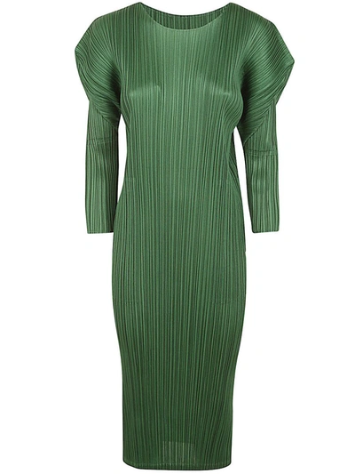 Shop Issey Miyake Pleats Please  Monthly Colors Febraury Long Dress Clothing In Green