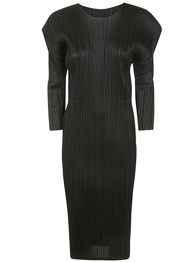 Shop Issey Miyake Pleats Please  Monthly Colors Febraury Long Dress Clothing In Black