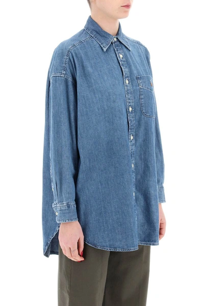 Shop Polo Ralph Lauren Denim Oversized Shirt For Women In Blue
