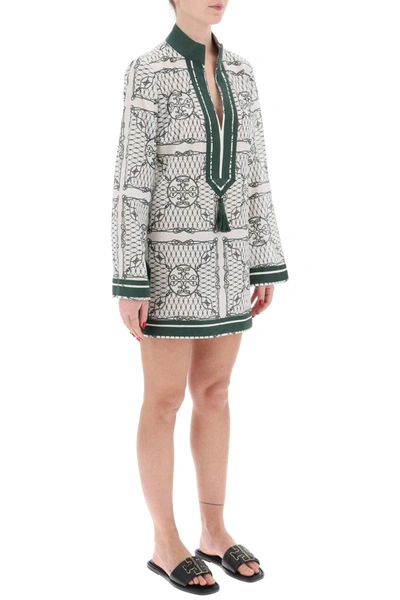Shop Tory Burch Printed Cotton Tunic Dress In Multicolor