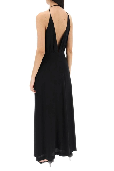 Shop Totême Toteme Silk Dress With Double Halter Neckline In Black