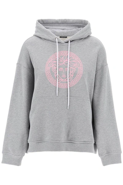 Versace Hooded Sweatshirt With In Grey