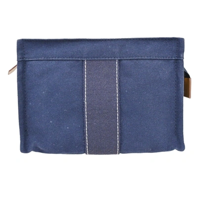 Shop Hermes Deauville Cotton Clutch Bag () In Blue