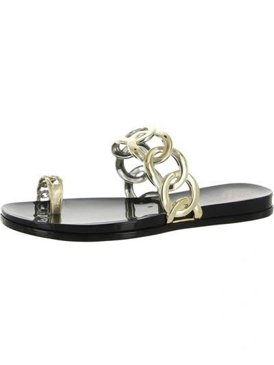 Shop Vince Camuto Emagenta Womens Chain Toe Loop Jelly Sandals In Black