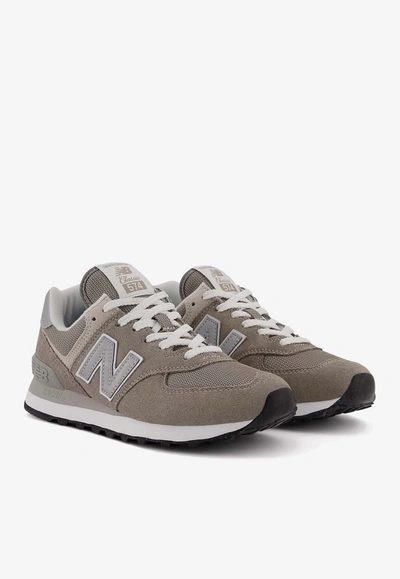 New Balance Womens 574 Logo-embossed Woven Low-top Trainers Grey White G In Gray