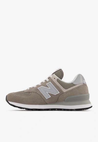 New Balance Womens 574 Logo-embossed Woven Low-top Trainers Grey White G In Gray