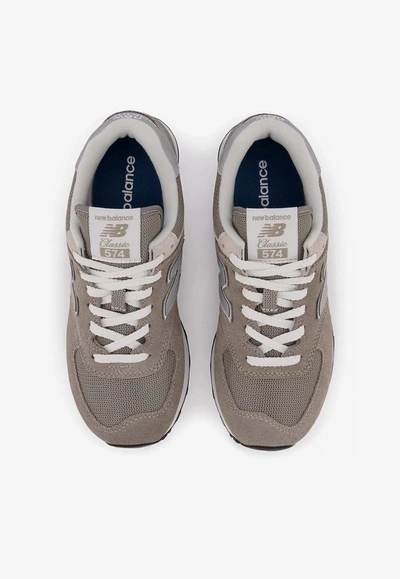 New Balance Womens 574 Logo-embossed Woven Low-top Trainers Grey White G In Gray